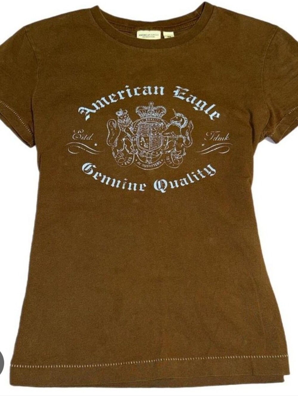 American Eagle Outfitters Brown Graphic Tee with Crest